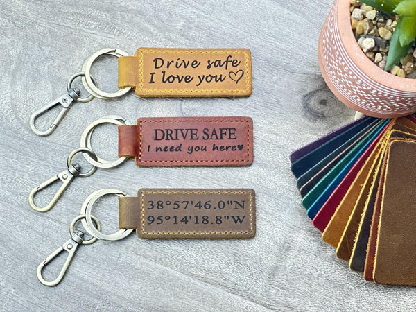 Personalized Leather Keychain, Custom Engraved Key Ring, Gift for Her/Him, Birthday Gift, Back to School, Custom Gift