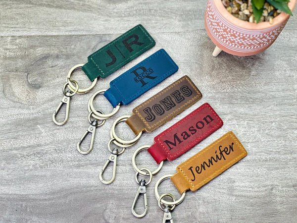 Engraved Leather Keychain for Men,Personalized GPS Keychain,Leather Keyring,Custom Leather Keychain,Monogrammed Leather Key Fob,Gift for Him