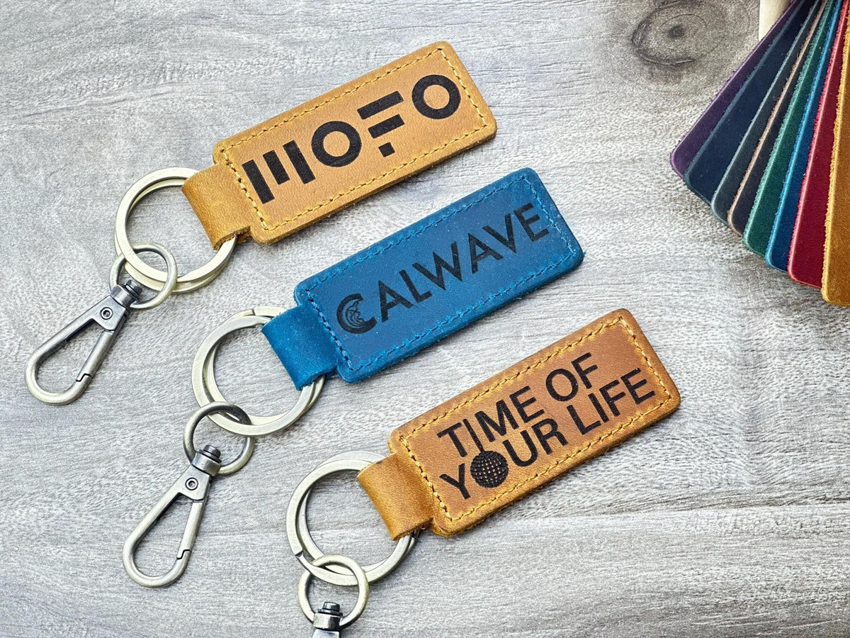BULK CHRISTMAS Gifts for COWORKERS, Corporate Gifts for Employees with Logo, Employee Gifts, Coworker Gifts, Leather Keychain