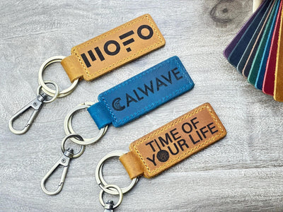 Bulk Corporate Leather Keychains – Custom Logo Engraved