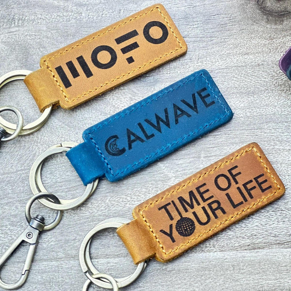 Custom Logo Leather Keychain - Personalized Business Branding Keychains - Unique Gift - Custom Your Logo Here Business Logo Key Fob