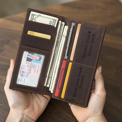 Personalized Leather Bifold Wallet – Full Grain, RFID, Custom Engraved