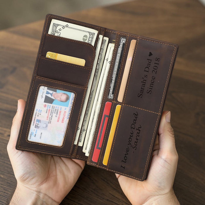 Personalized Leather Bifold Wallet – Full Grain, RFID, Custom Engraved