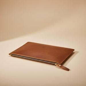 Leather clutch bag detail view