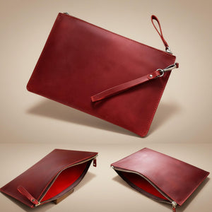 Full grain leather clutch bag