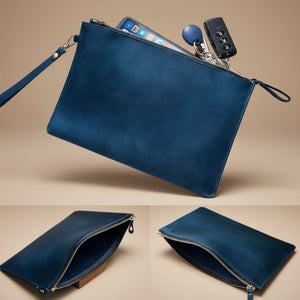 Leather wristlet pouch