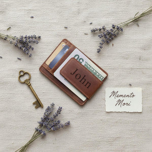 Personalized bifold leather wallet with magnetic money clip - full grain, RFID, custom engraved