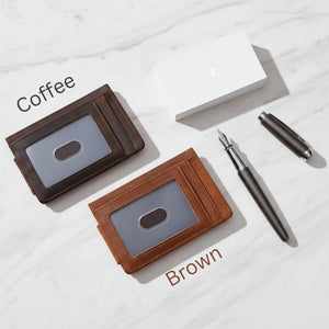 Slim bifold leather money clip wallet - card slots