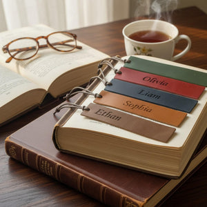 Leather bookmark gift box packaging with card