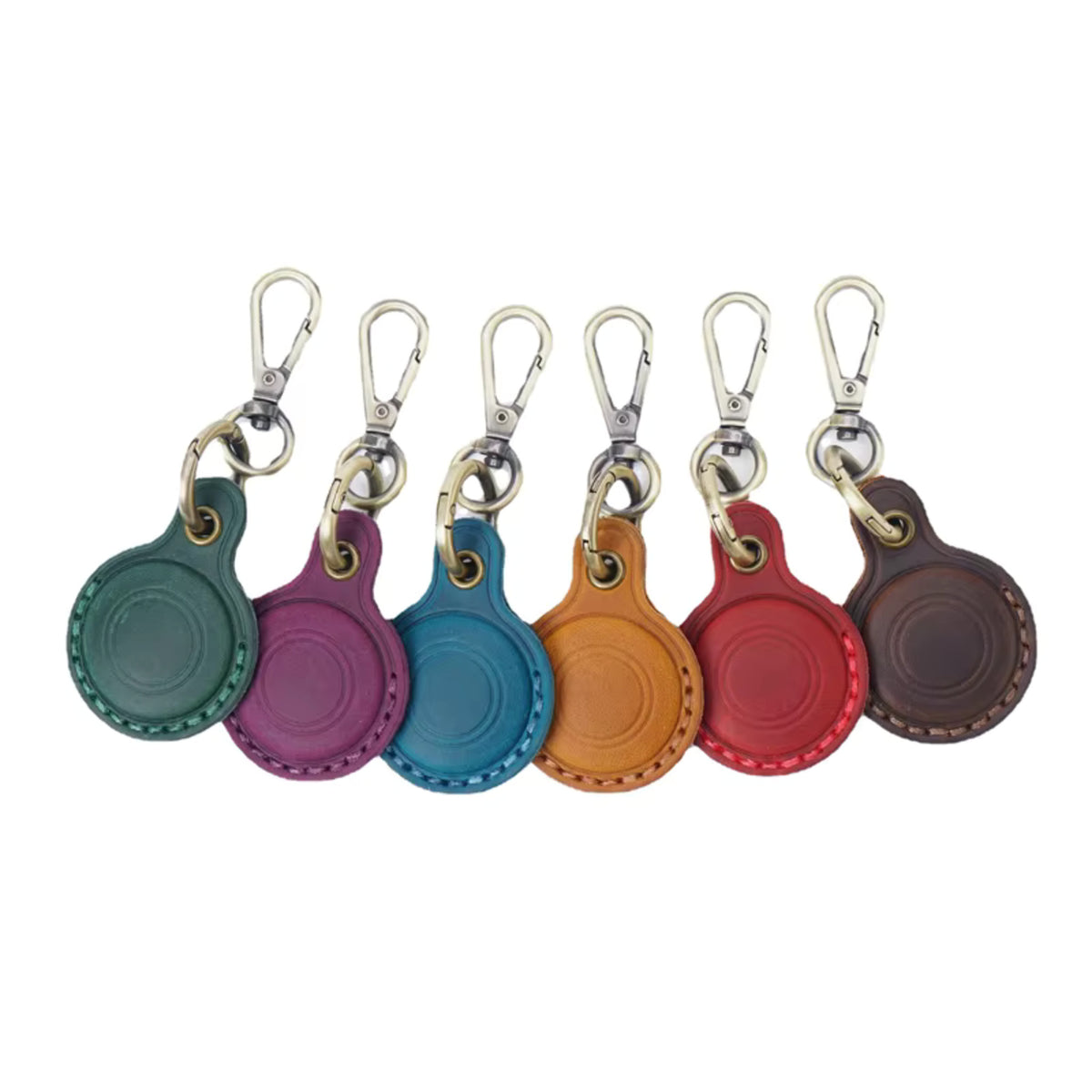 Genuine Leather AirTag Keychain – Full-Grain Air Tag Holder Case