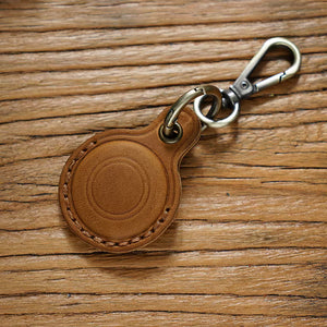 Genuine Leather AirTag Keychain – Full-Grain Air Tag Holder Case