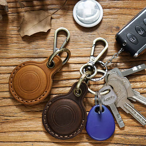 Genuine Leather AirTag Keychain – Full-Grain Air Tag Holder Case